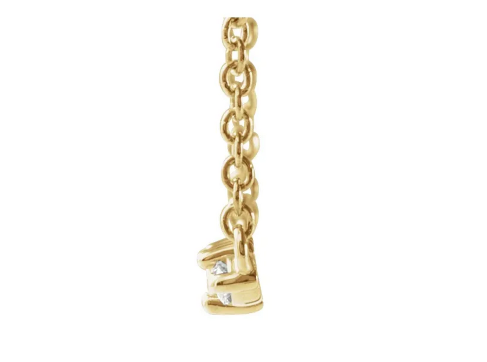 14K solid gold marquise & baguette diamond bar necklace - workshopunderground.com