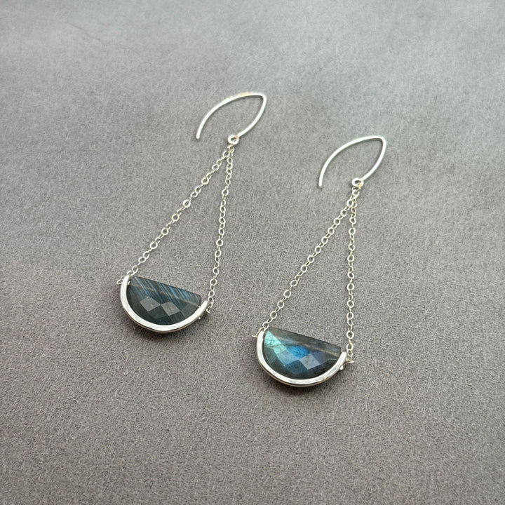 Northern Lights - Silver Mezzaluna Trapeze Earrings