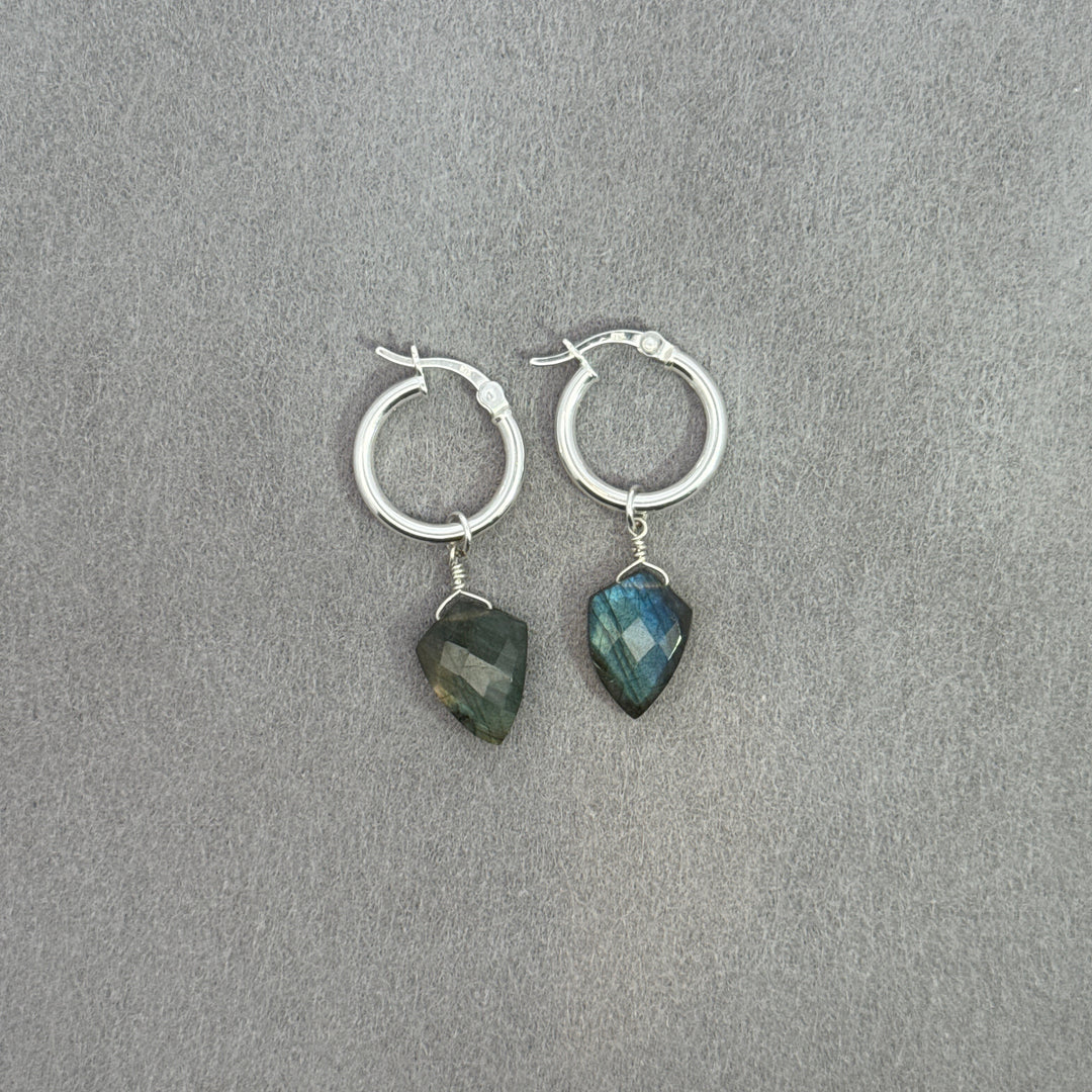 Northern Lights - Silver Shield Hoop Earrings