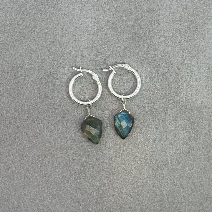 Northern Lights - Silver Shield Hoop Earrings
