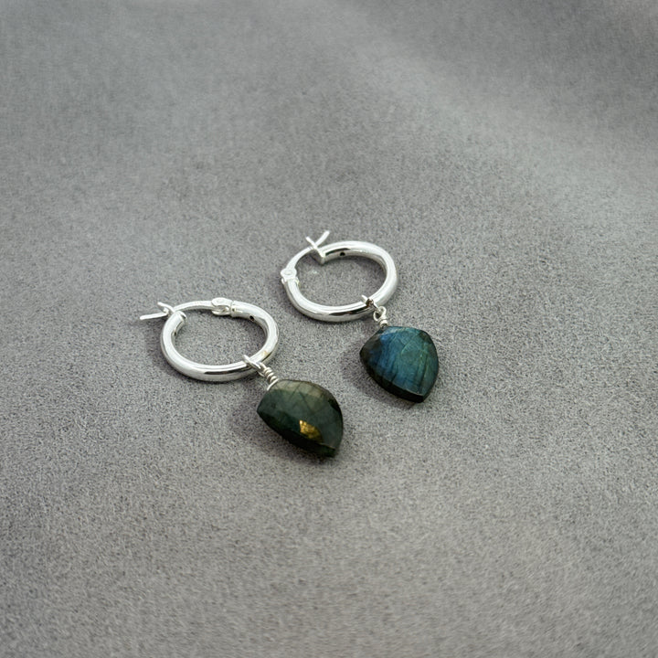 Northern Lights - Silver Shield Hoop Earrings