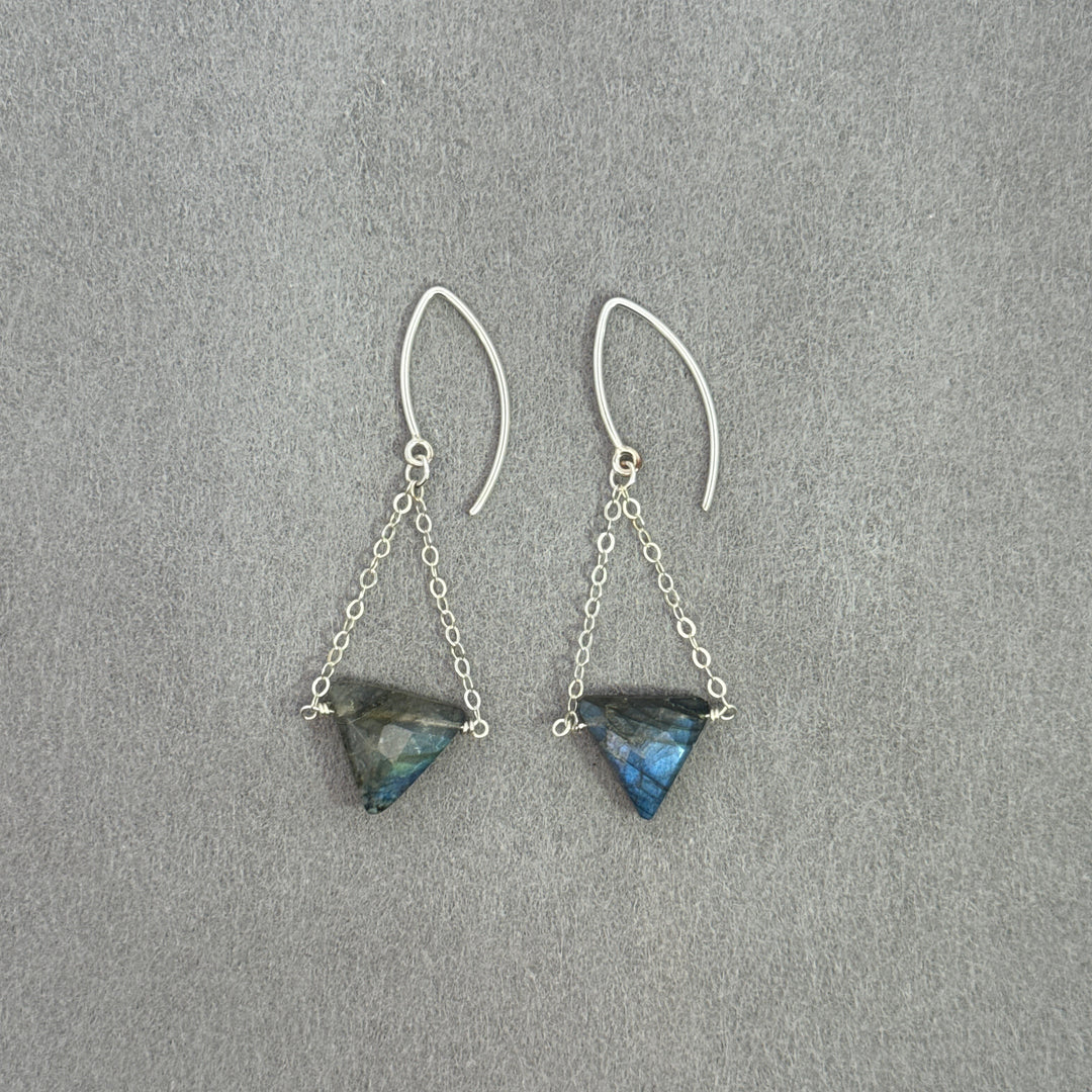 Northern Lights - Silver Triangle Trapeze Earrings