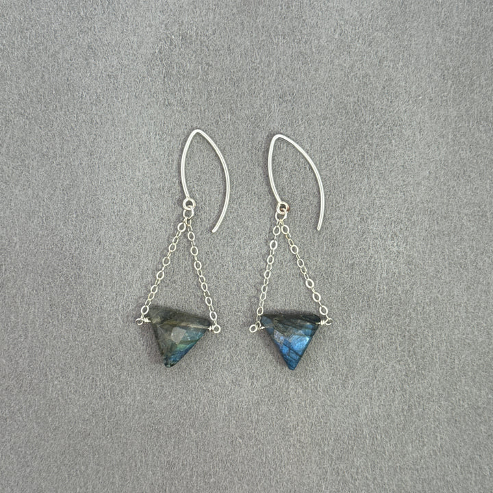 Northern Lights - Silver Triangle Trapeze Earrings