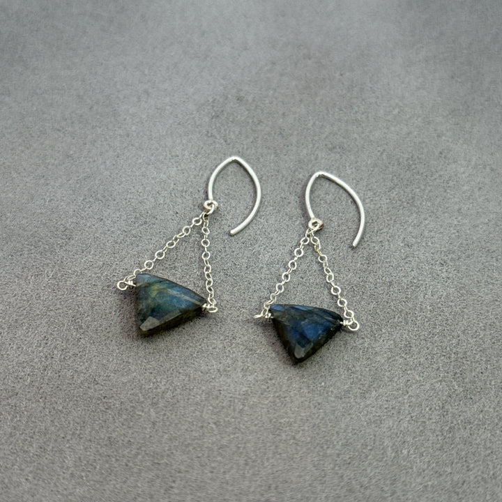Northern Lights - Silver Triangle Trapeze Earrings