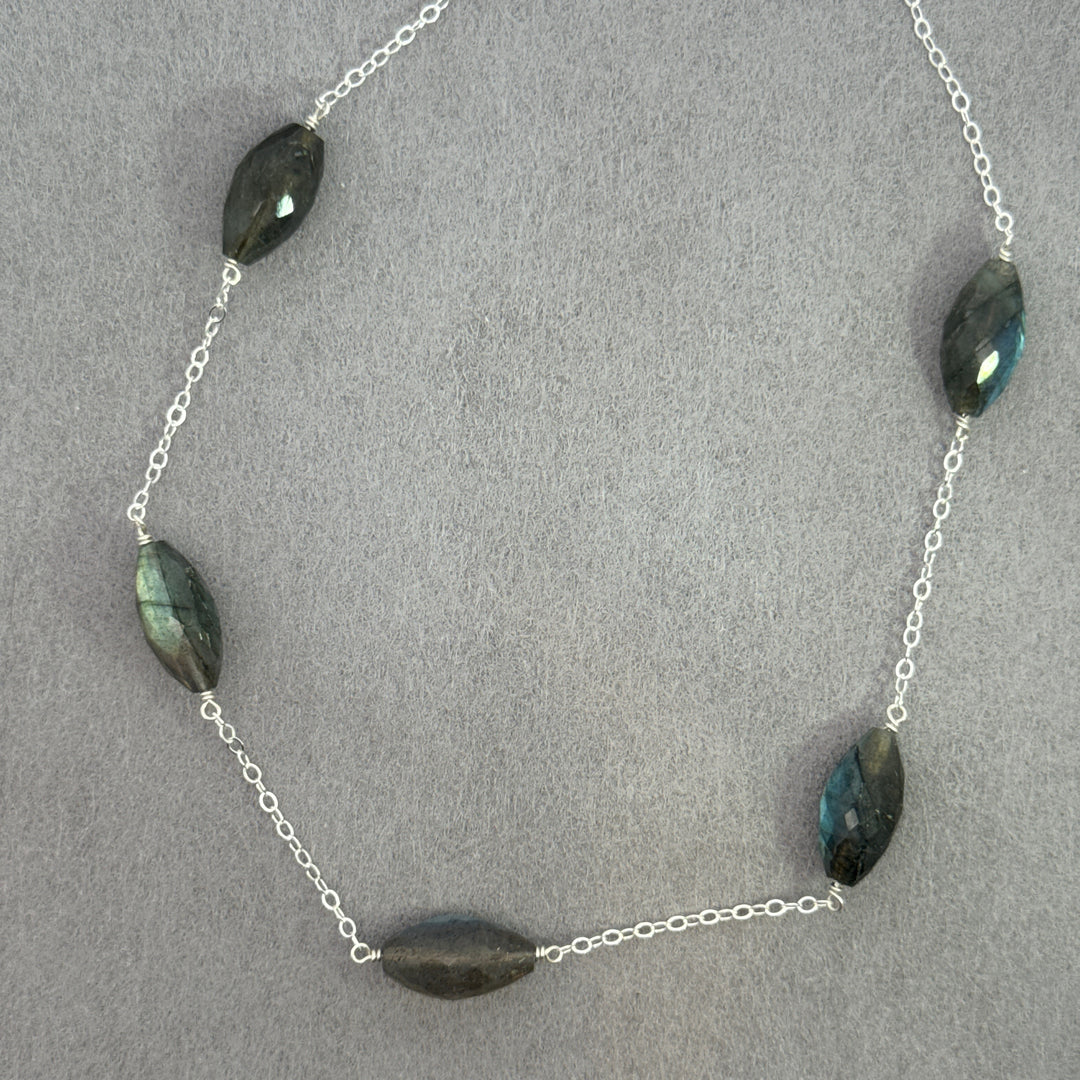 Northern Lights - Five Stone Faceted Almond Necklace