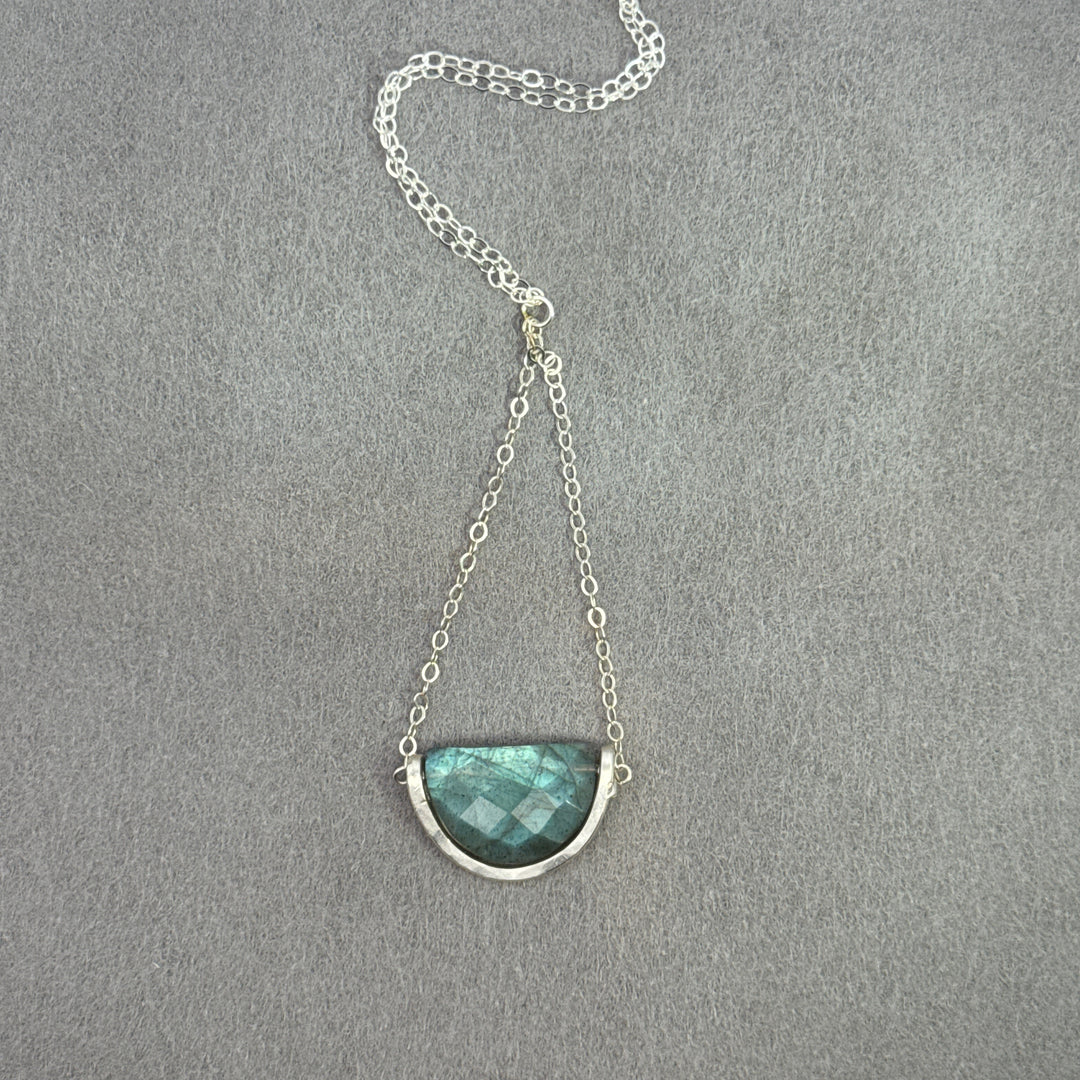 Northern Lights - Silver Mezzaluna Trapeze Necklace