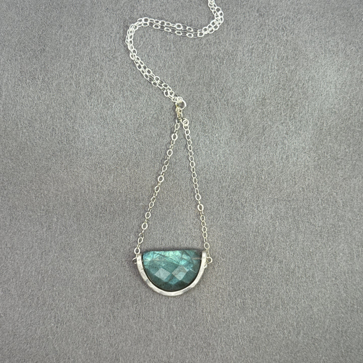 Northern Lights - Silver Mezzaluna Trapeze Necklace