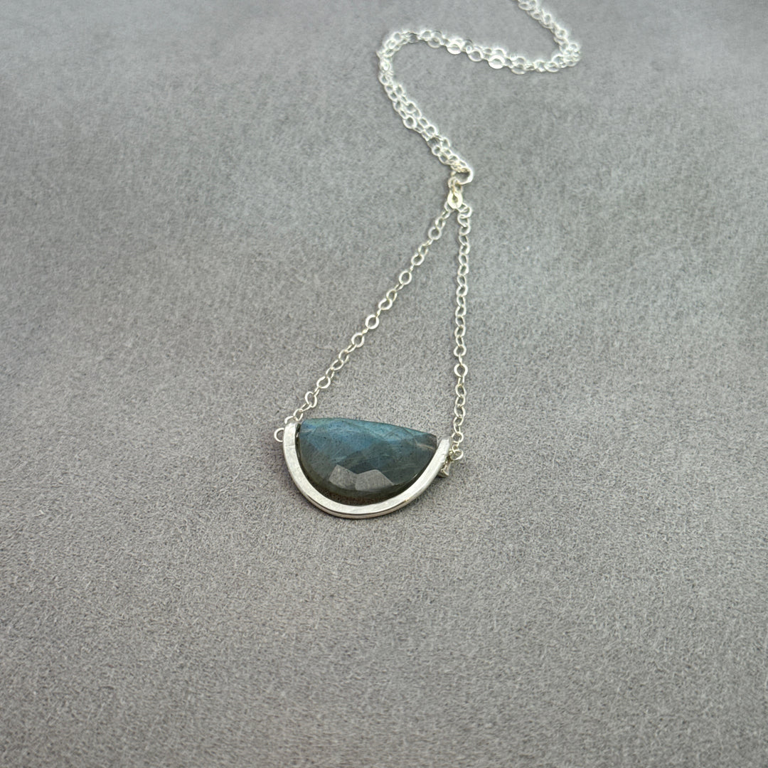 Northern Lights - Silver Mezzaluna Trapeze Necklace