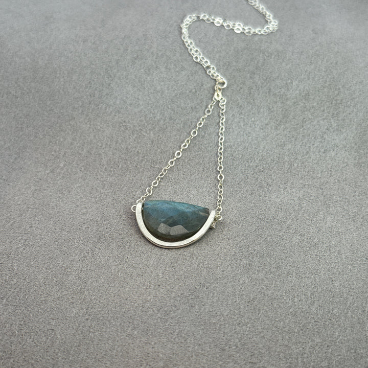 Northern Lights - Silver Mezzaluna Trapeze Necklace