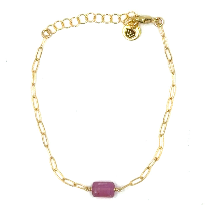pink tourmaline paperclip chain bracelet