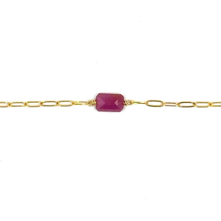 pink tourmaline paperclip chain necklace