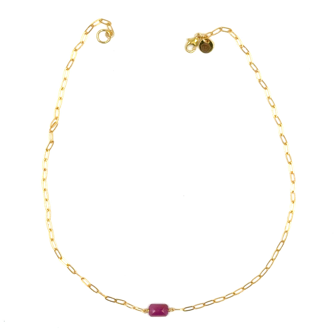pink tourmaline paperclip chain necklace