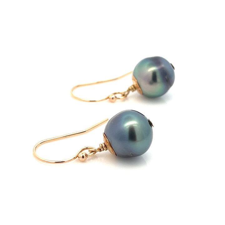 14K van luna - tahitian pearl drop earrings