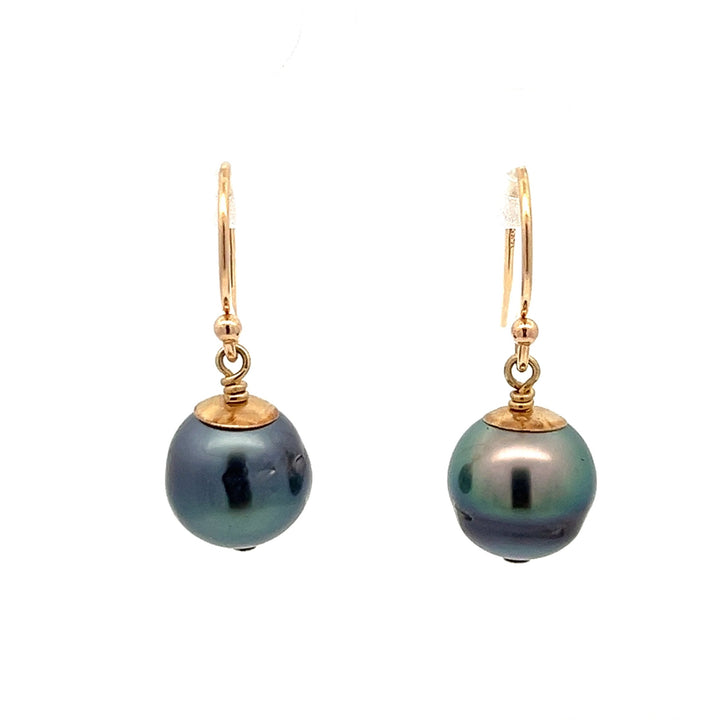 14K van luna - tahitian pearl drop earrings