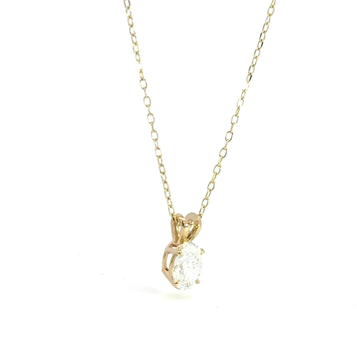 Oval Diamond Solitaire Necklace, 0.72 ct, 14K yellow gold