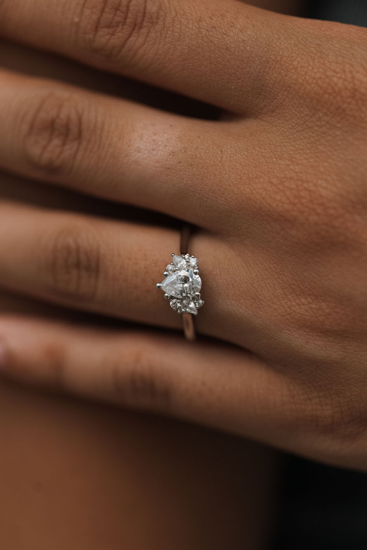 1 5/8 ctw pear diamond engagement ring with diamond accents
