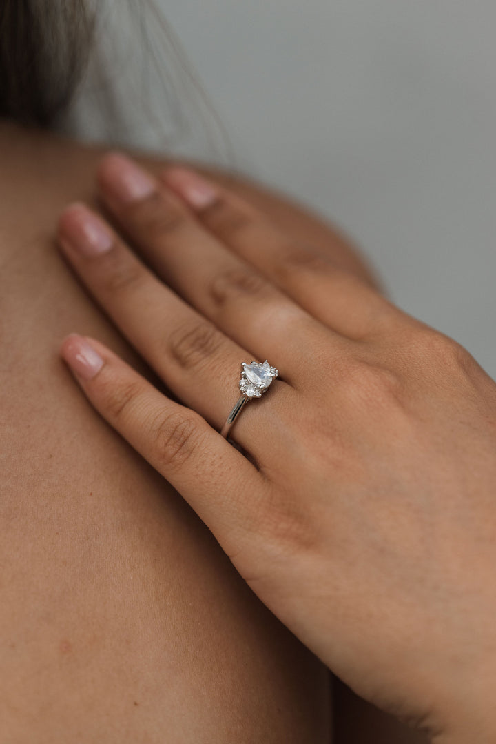 1 5/8 ctw pear diamond engagement ring with diamond accents