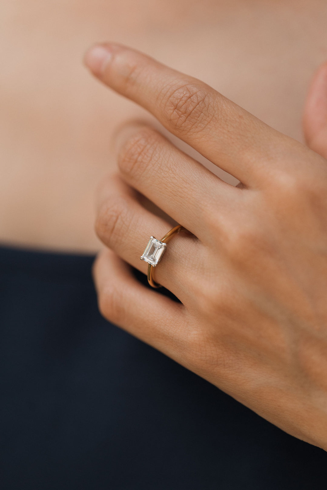 1 ctw east-west emerald-cut diamond engagement ring - Workshop Fine Jewelry