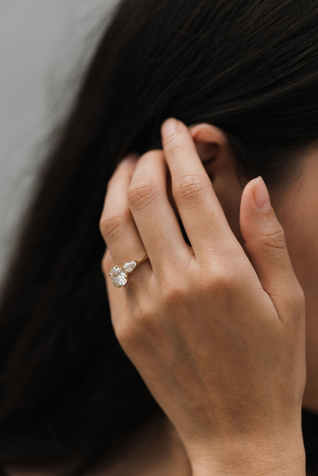2.5 ctw oval diamond three-stone hexagon engagement ring