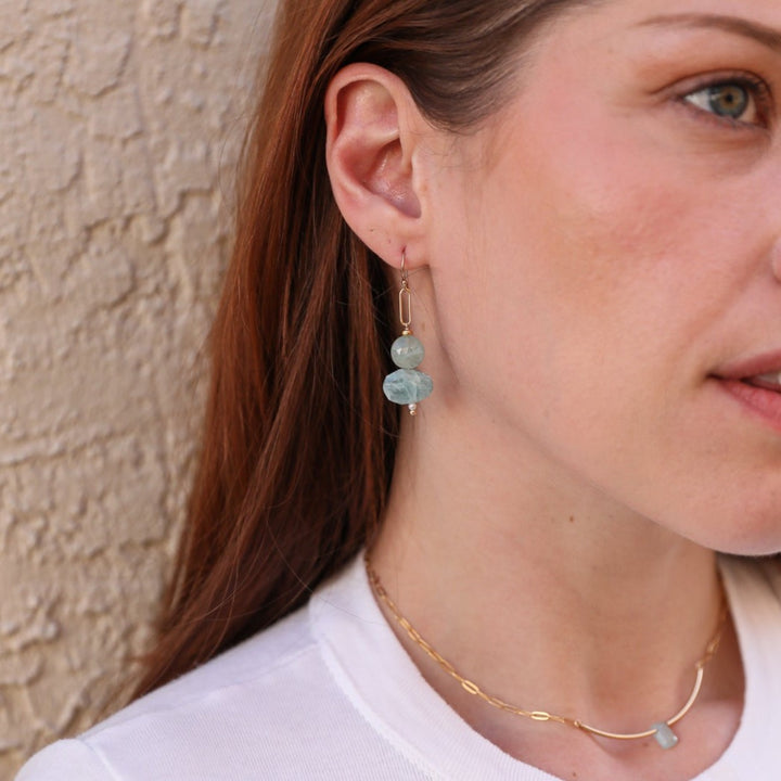 aquamarine duo drop earrings