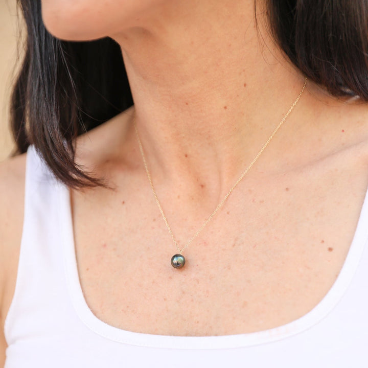 14K van luna - tahitian pearl pendant necklace
