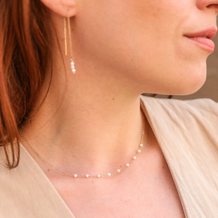 14K van luna - nine baby pearl necklace