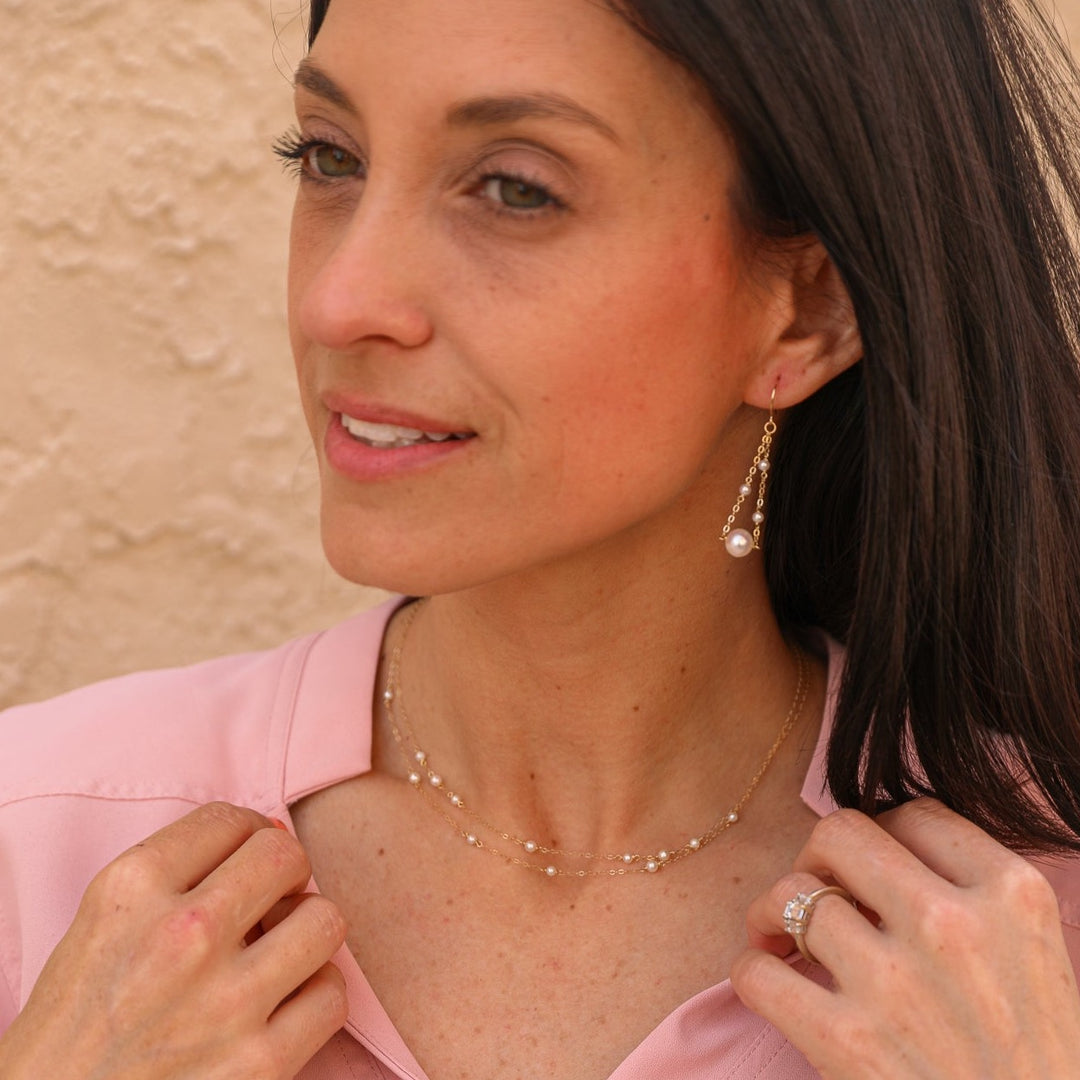 14K van luna - double-layered versatile pearl necklace14K