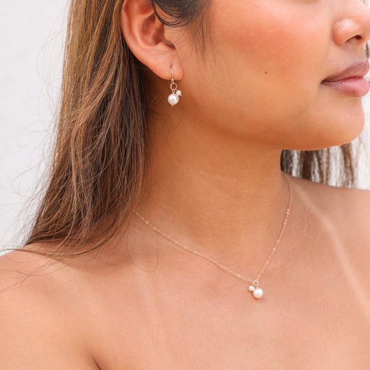 14K van luna - akoya pearl duet pendant necklace