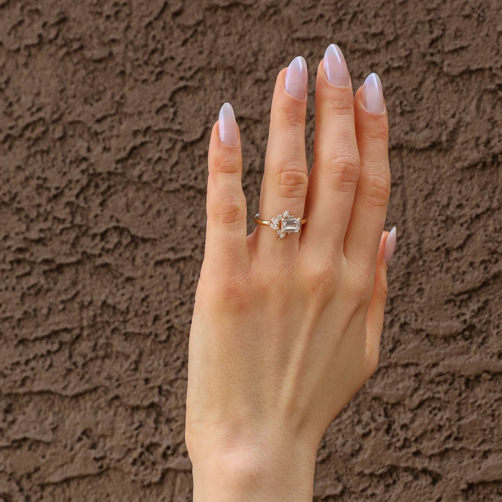 1 1/2 ctw emerald-cut diamond engagement ring with marquise diamond accents - workshopunderground.com