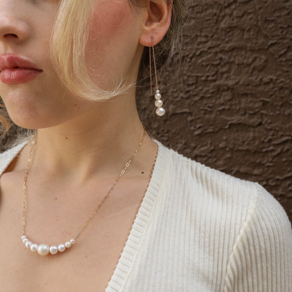 graduated 4-pearl threader earrings - workshopunderground.com
