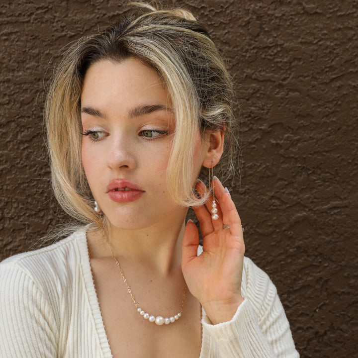 graduated 4-pearl threader earrings - workshopunderground.com
