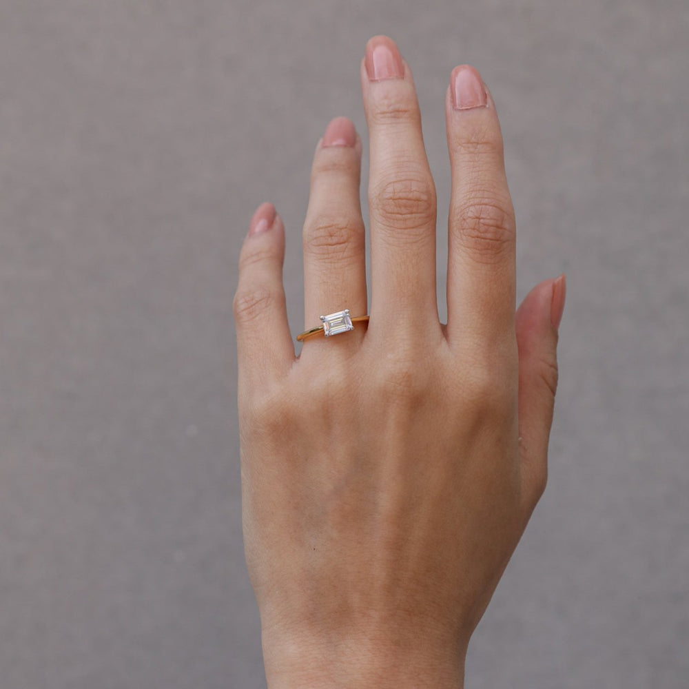 1 ctw east-west emerald-cut diamond engagement ring - workshopunderground.com