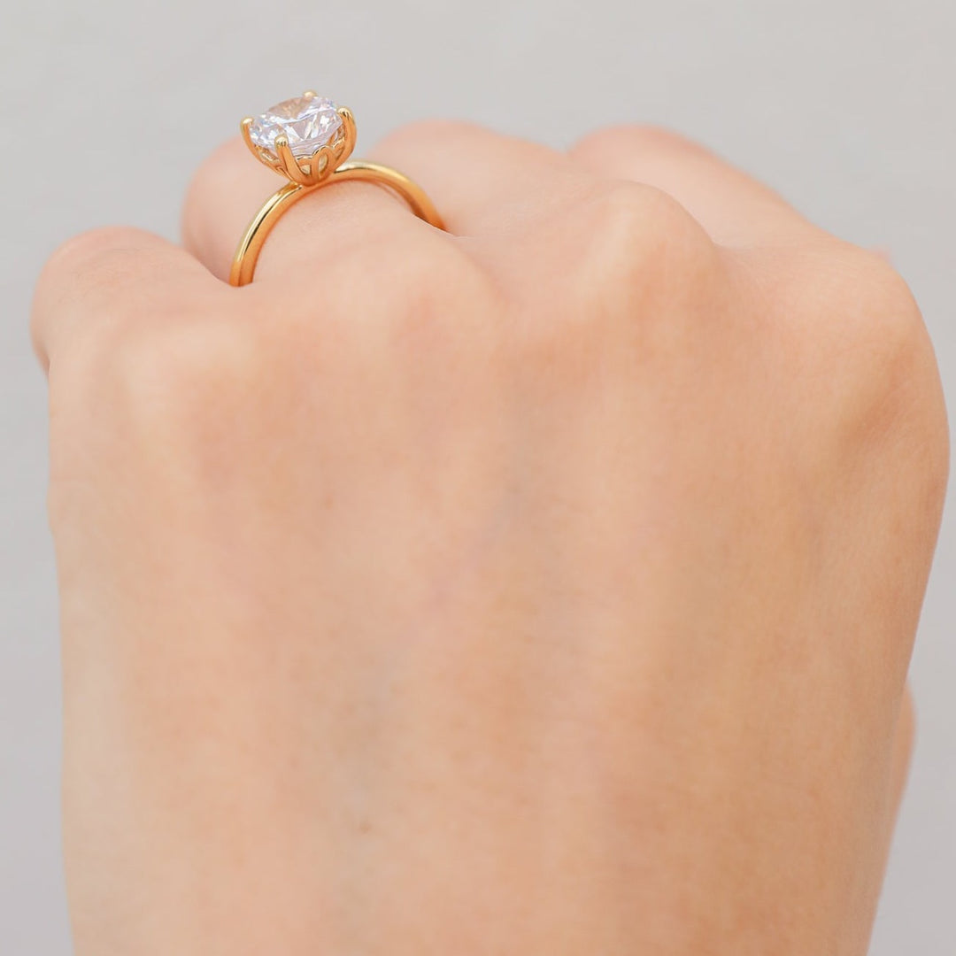 2 ctw floral solitaire round diamond engagement ring