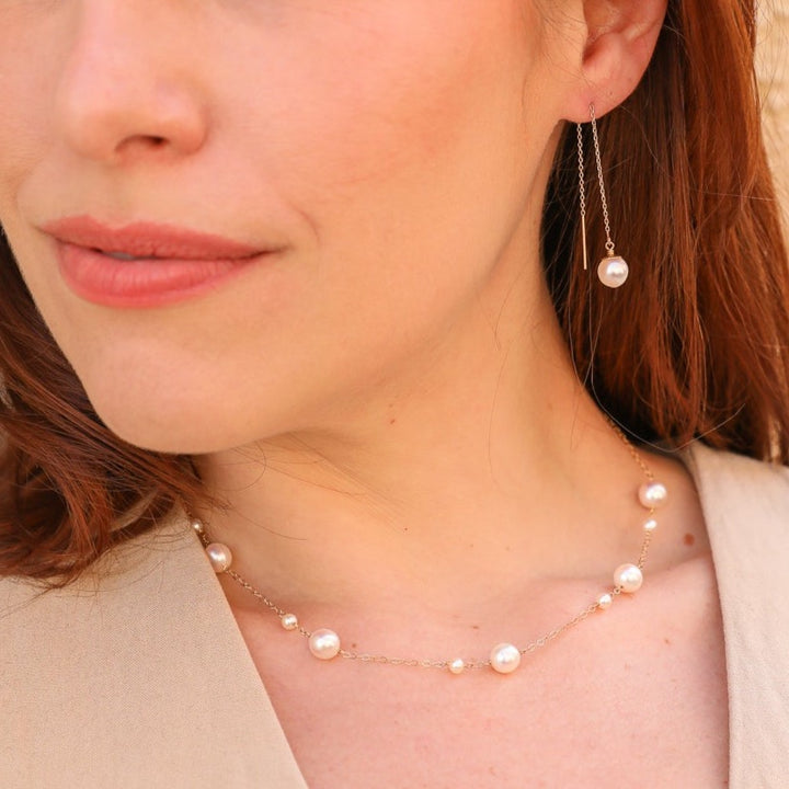 14K van luna - big & small akoya pearl station necklace