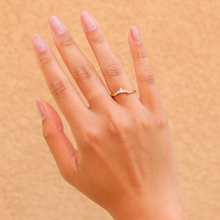 pear curved contour diamond band