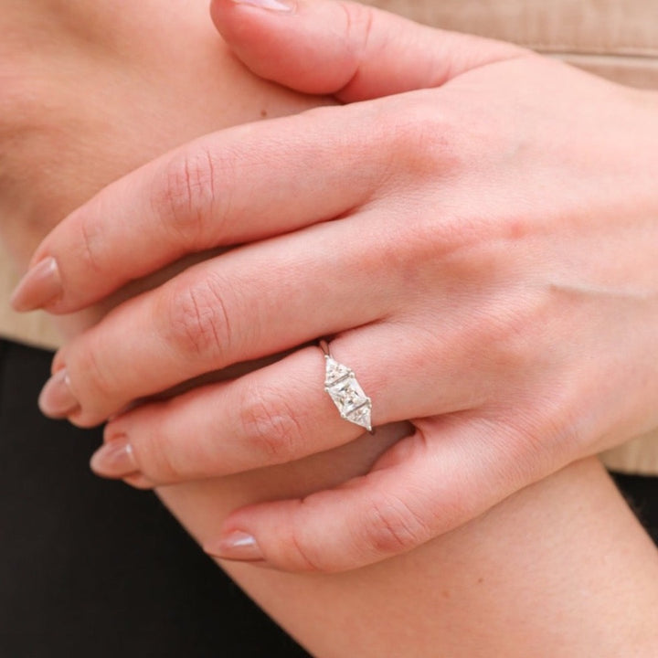 1.5 ctw three-stone princess cut & trillions diamond engagement ring