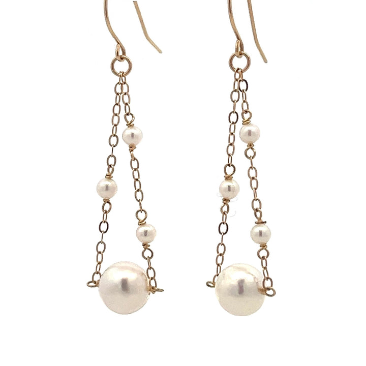 14K van luna - akoya pearl trapeze earrings