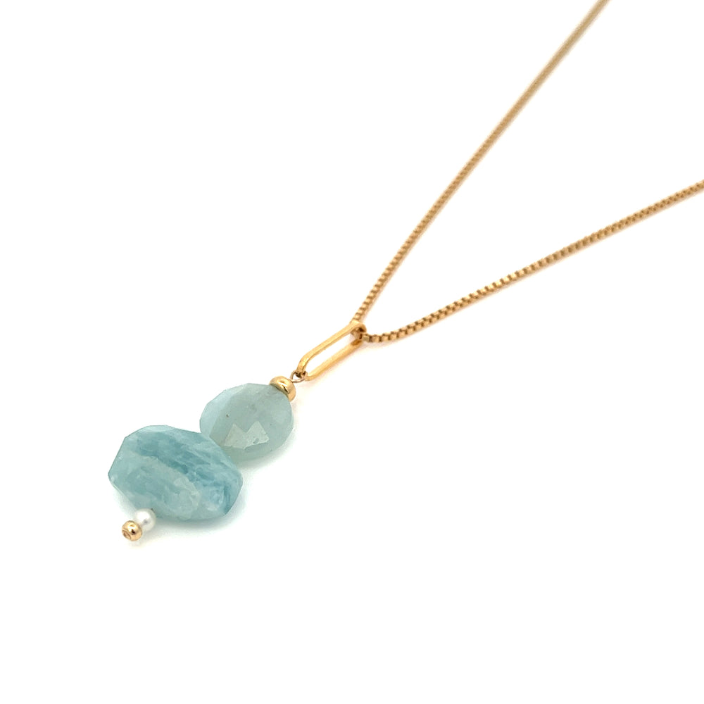 aquamarine duo pendant necklace - workshopunderground.com