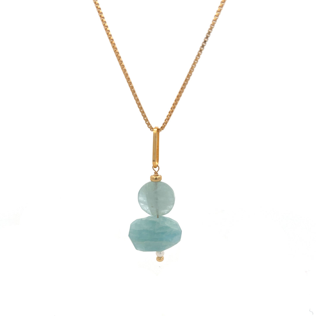 aquamarine duo pendant necklace - workshopunderground.com