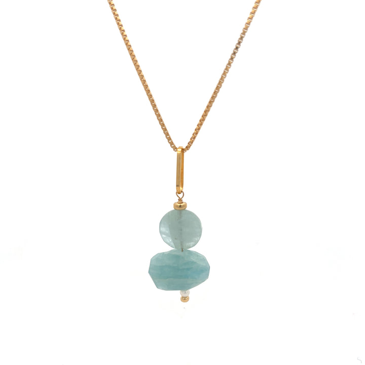aquamarine duo pendant necklace - workshopunderground.com