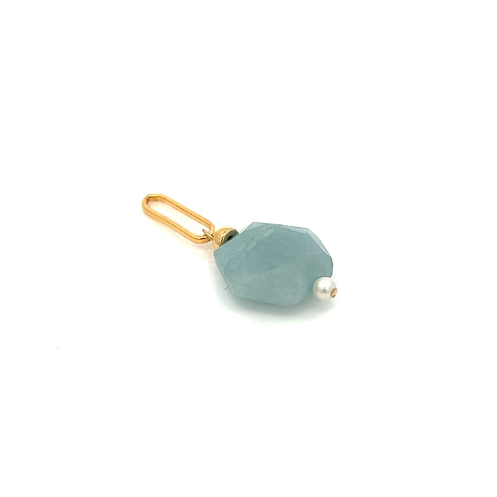 aquamarine hexagon & pearl pendant necklace - workshopunderground.com