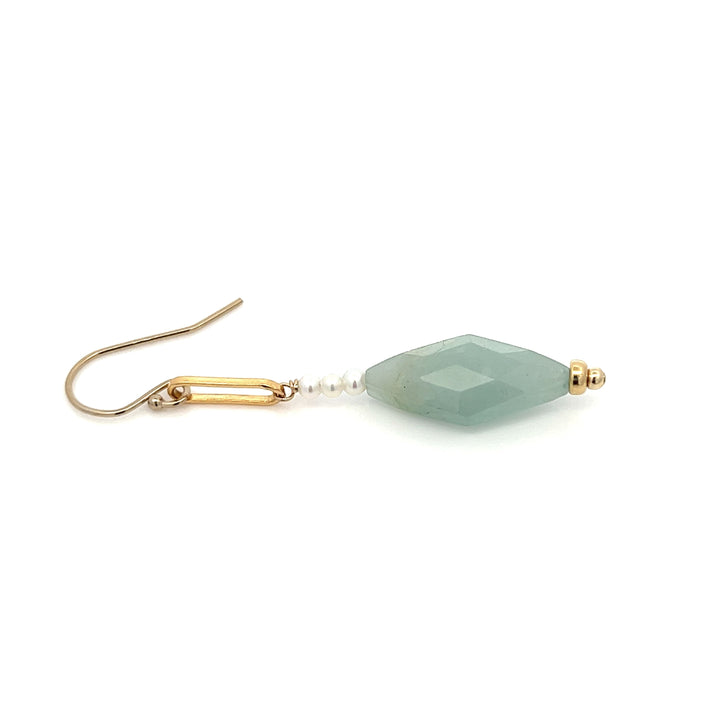 aquamarine kite & baby pearl drop earrings - workshopunderground.com