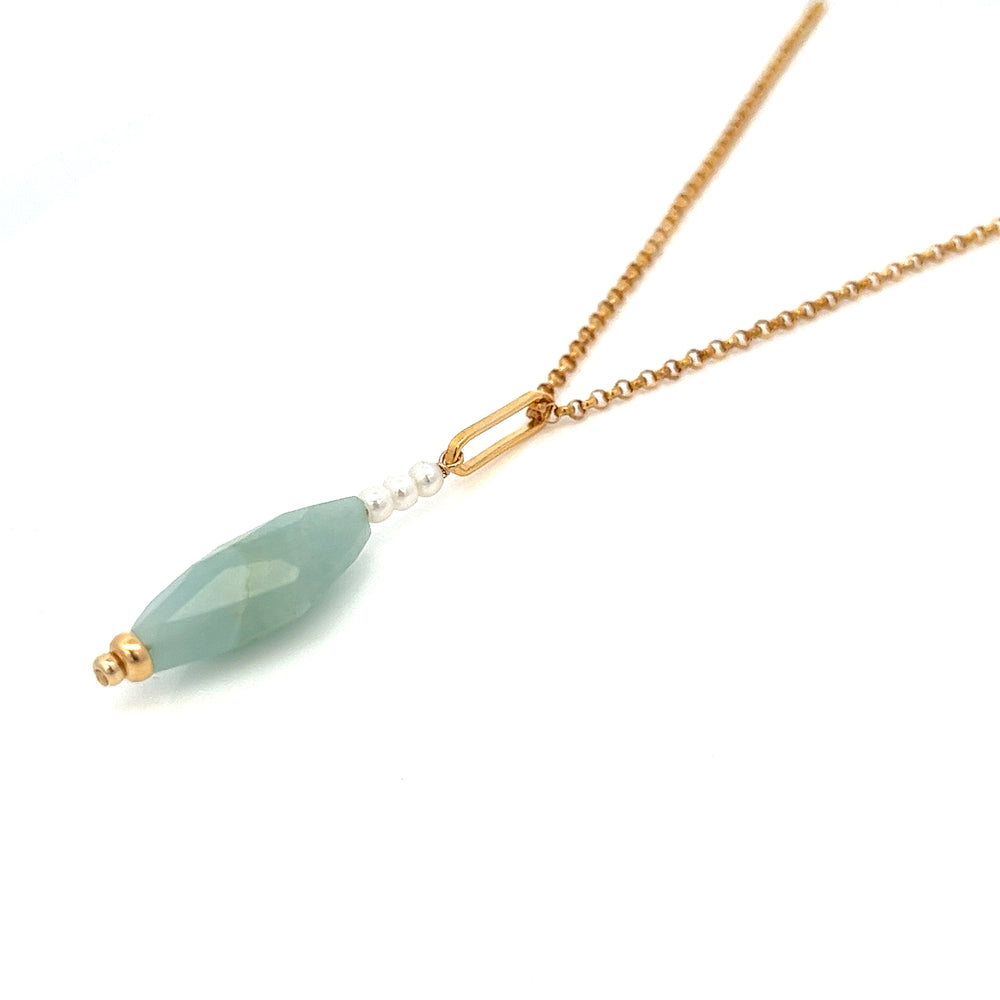 aquamarine kite & baby pearl necklace - workshopunderground.com