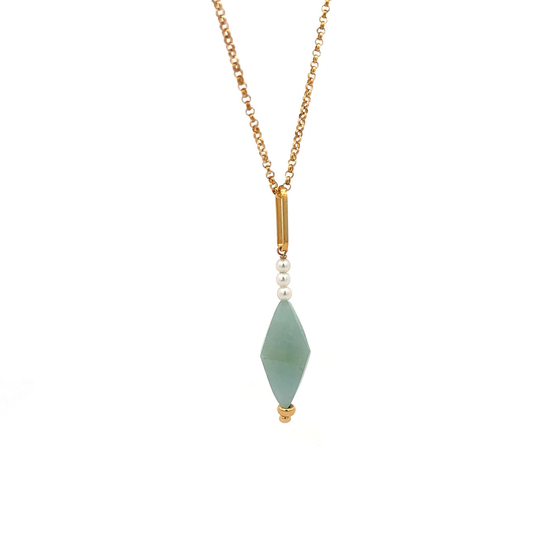 aquamarine kite & baby pearl necklace - workshopunderground.com