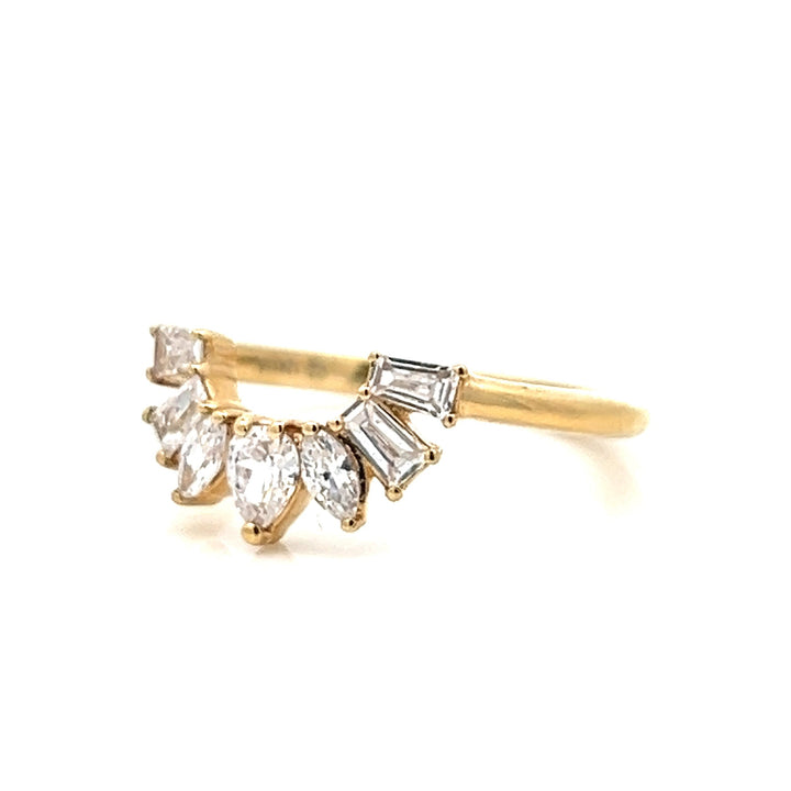 art deco inspired curved diamond band