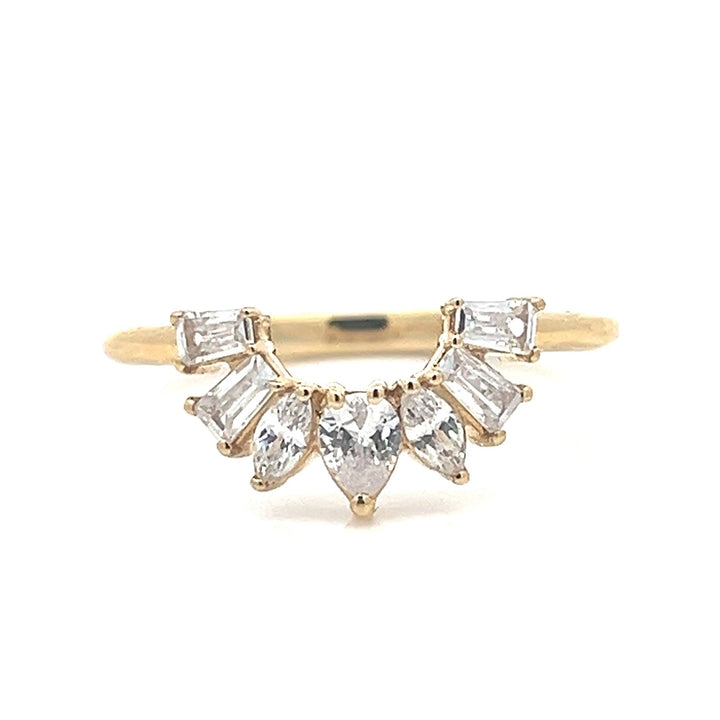 art deco inspired curved diamond band