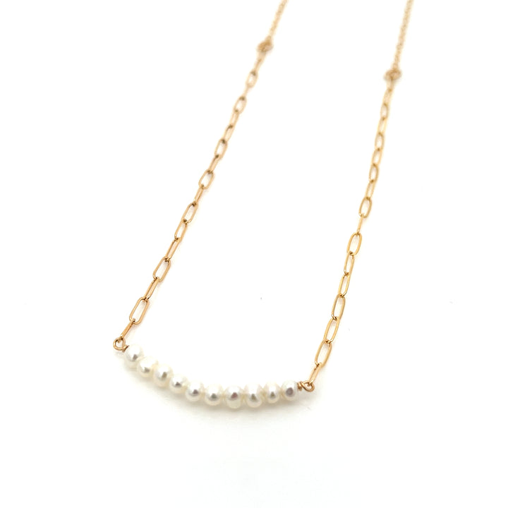 baby pearl bar duo-chain necklace