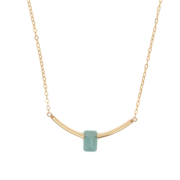 aquamarine baguette gold bar necklace - workshopunderground.com