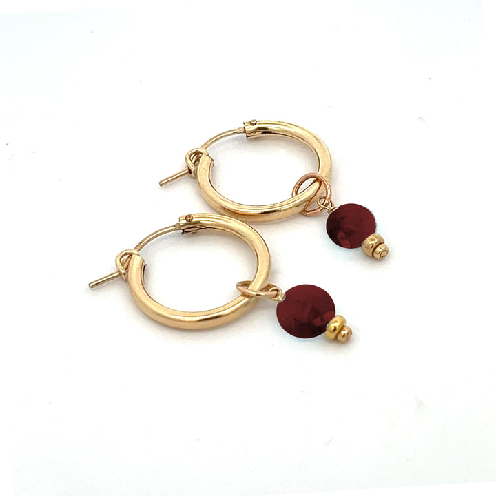 faceted birthstone coin charm - hoop earrings - workshopunderground.com