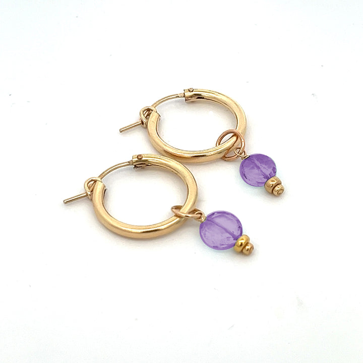 faceted birthstone coin charm - hoop earrings - workshopunderground.com